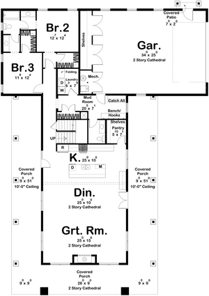G8002-A Barndominium House First Floor Plan, 3 Bedrooms, 2.5 Bathrooms | Marion 30332 