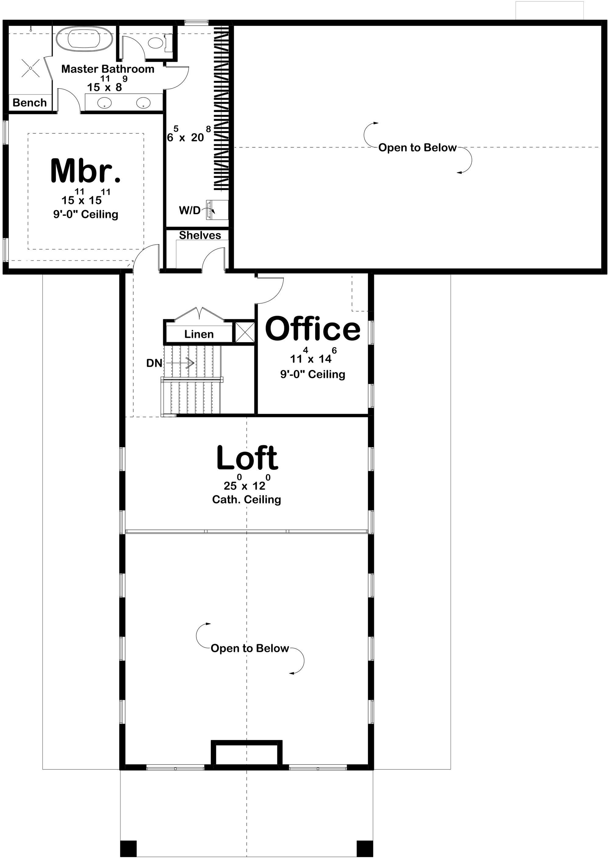 G8002-A Barndominium House Second Floor Plan, 3 Bedrooms, 2.5 Bathrooms | Marion 30332 
