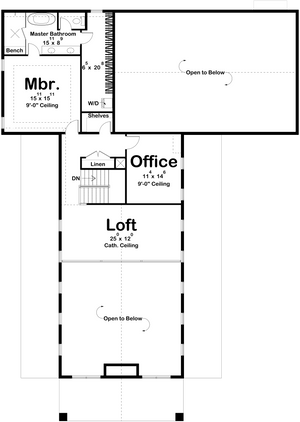 G8002-A Barndominium House Second Floor Plan, 3 Bedrooms, 2.5 Bathrooms | Marion 30332 