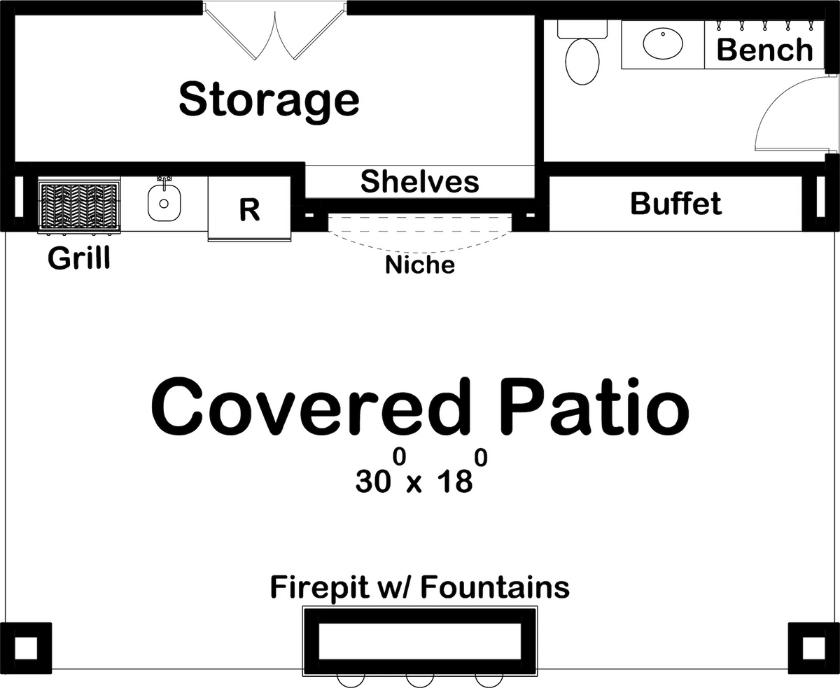 Marisol Pool House Plan - Archival Designs House Plans, floor plan