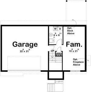 G7731-A Traditional House Basement Floor Plan, 3 Bedrooms, 2 Bathrooms | Mayberry 
