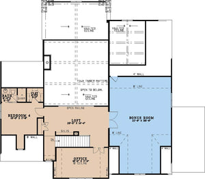 AE8399-A Cottage House Second Floor Plan, 4 Bedrooms, 4.5 Bathrooms | Addison Place House Plan 