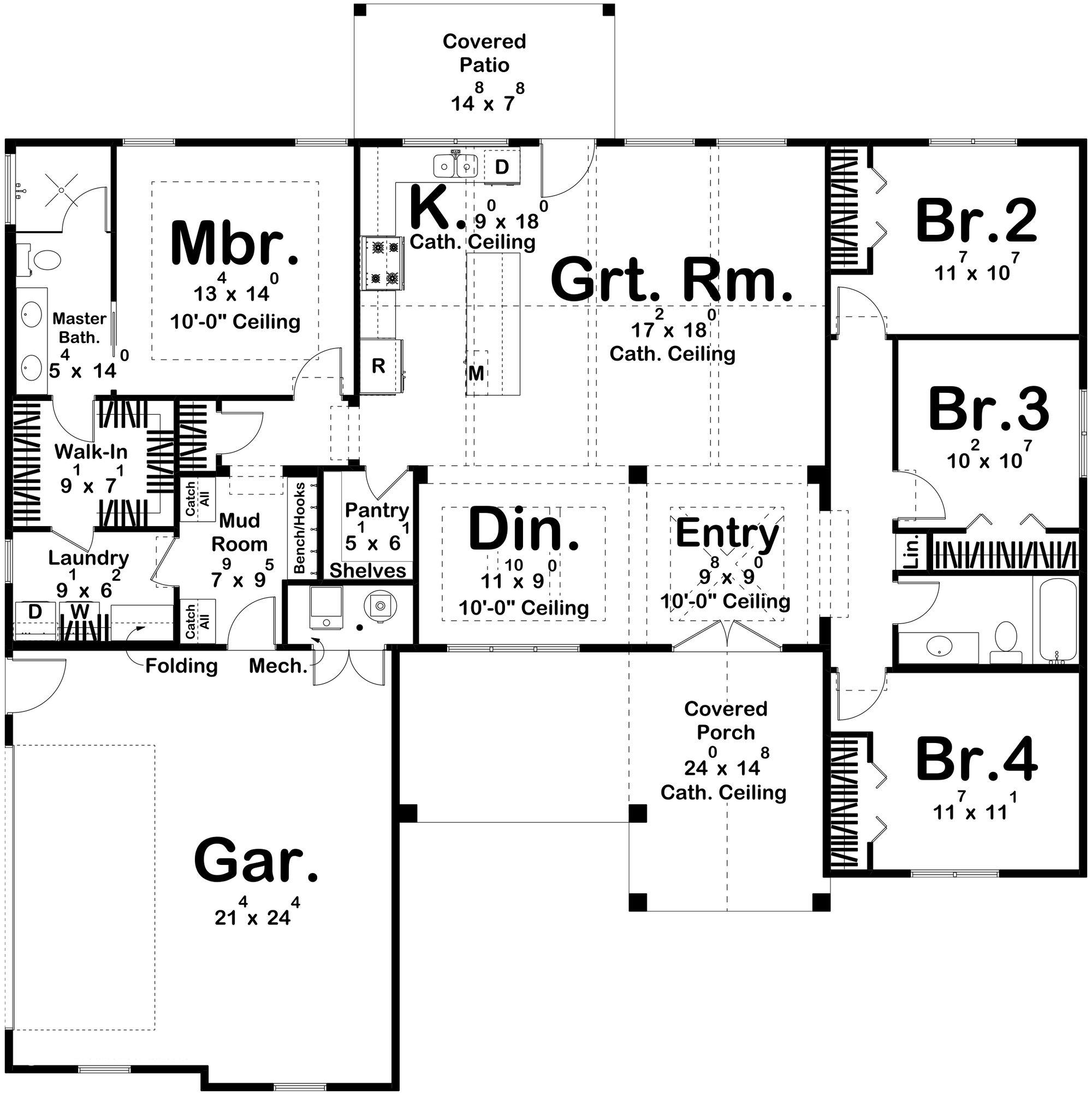 G8000-A Modern Farmhouse First Floor Plan, 4 Bedrooms, 2 Bedrooms | Montara 30336 