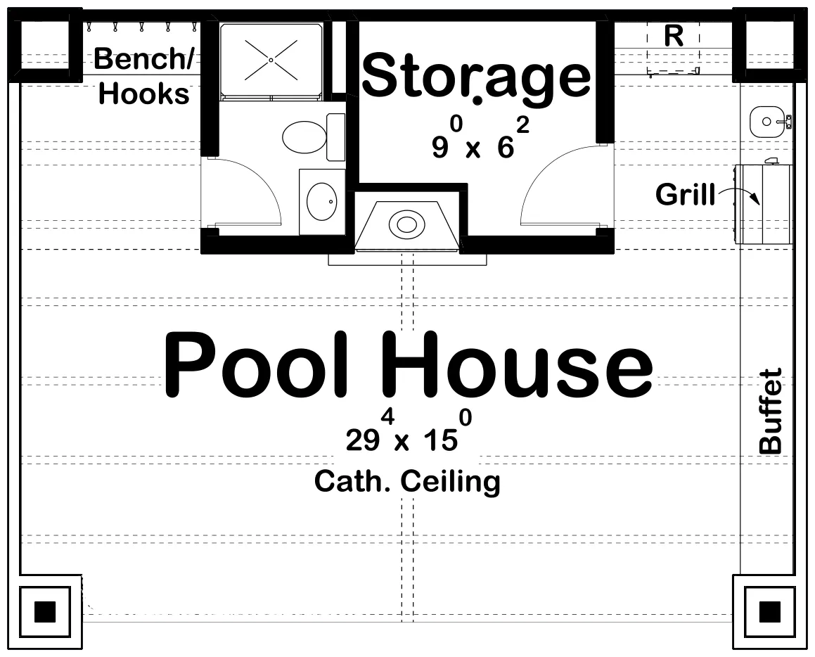 Monte Pool House Plan - Archival Designs House Plans, floor plan