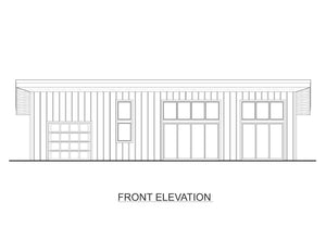 AJ7705-A Contemporary House Front Elevation, 1 Bedroom, 1.5 Bathroom | Plan 1052 
