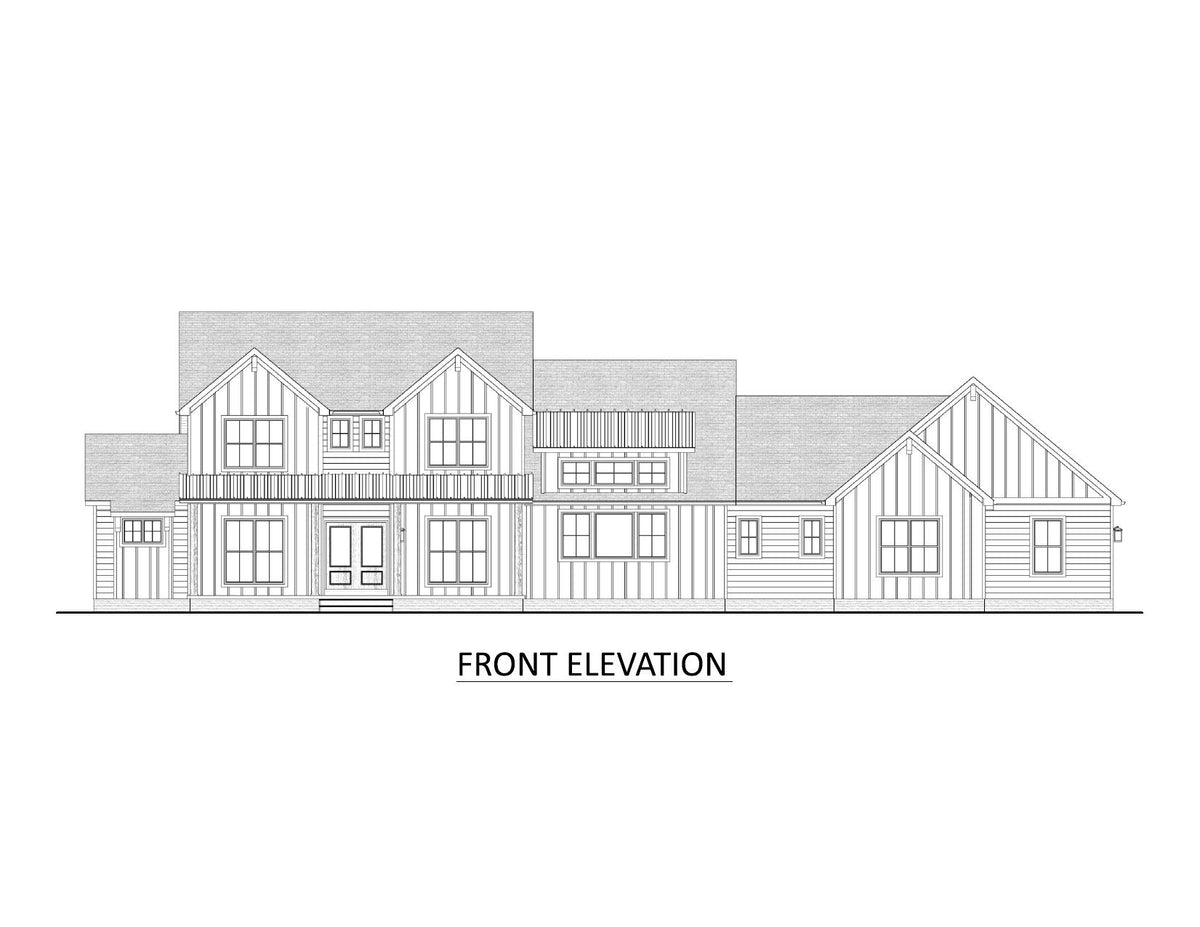 AJ7722-A Modern Farmhouse Front Elevation, 4 Bedrooms, 4 Bathrooms | Plan 1062 