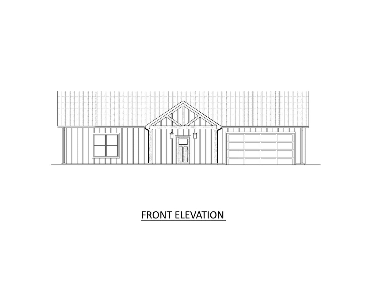 AJ7703-A Modern Barn House Front Elevation, 2 Bedrooms, 2 Bathrooms | Plan 1049 