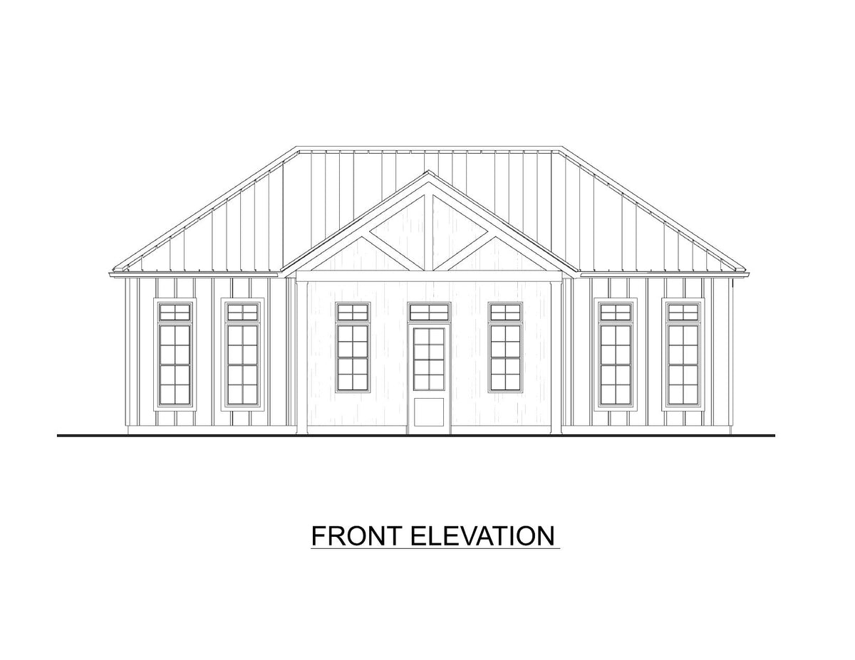 AJ7708-A Modern Barndominium Accessory House Front Elevation, 758 Square Feet | Plan 1057
