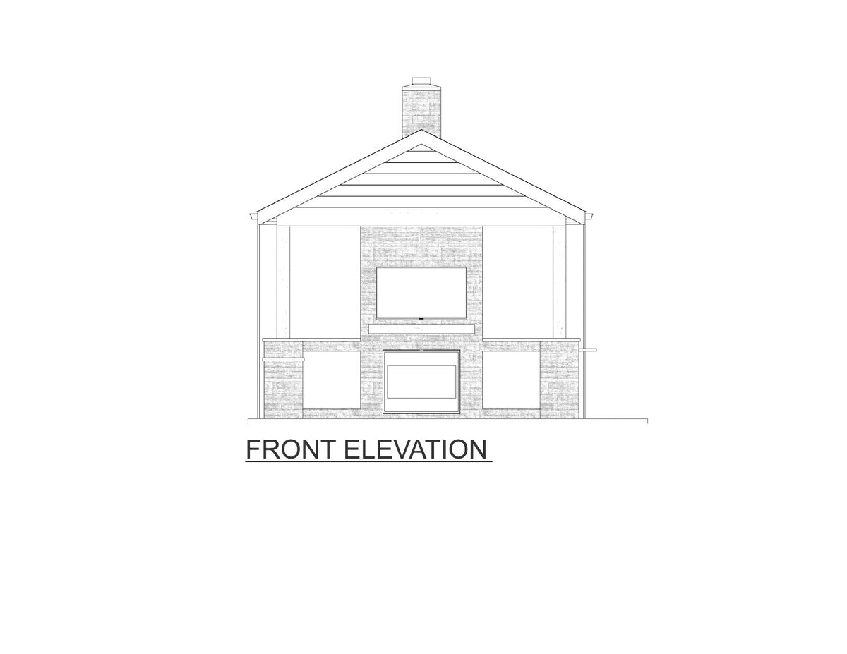 AJ7707-A Pool House Front Elevation, 255 Square Feet | Plan 1056