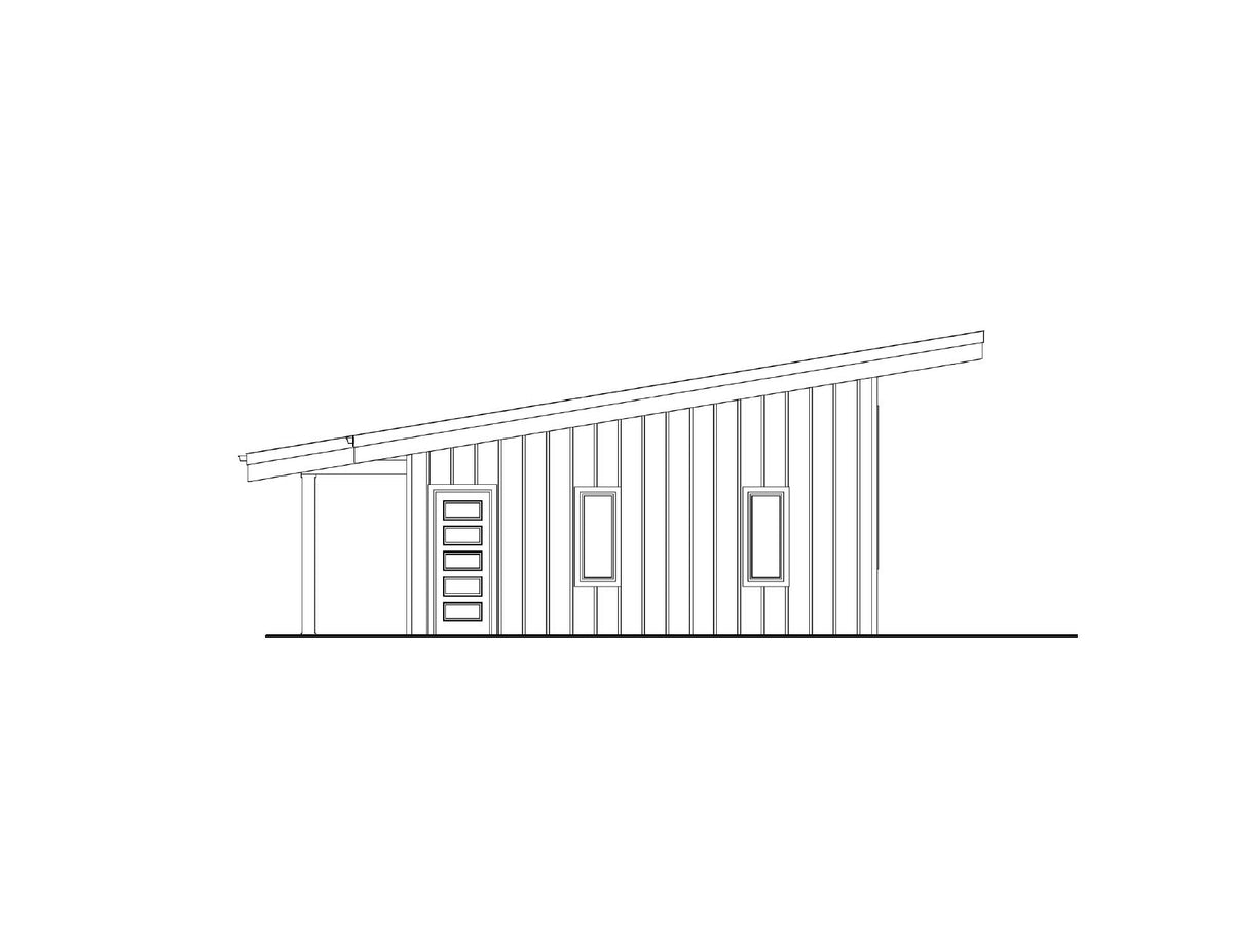 AJ7705-A Contemporary House Right Elevation, 1 Bedroom, 1.5 Bathroom | Plan 1052 