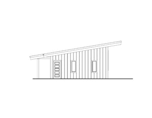 AJ7705-A Contemporary House Right Elevation, 1 Bedroom, 1.5 Bathroom | Plan 1052 