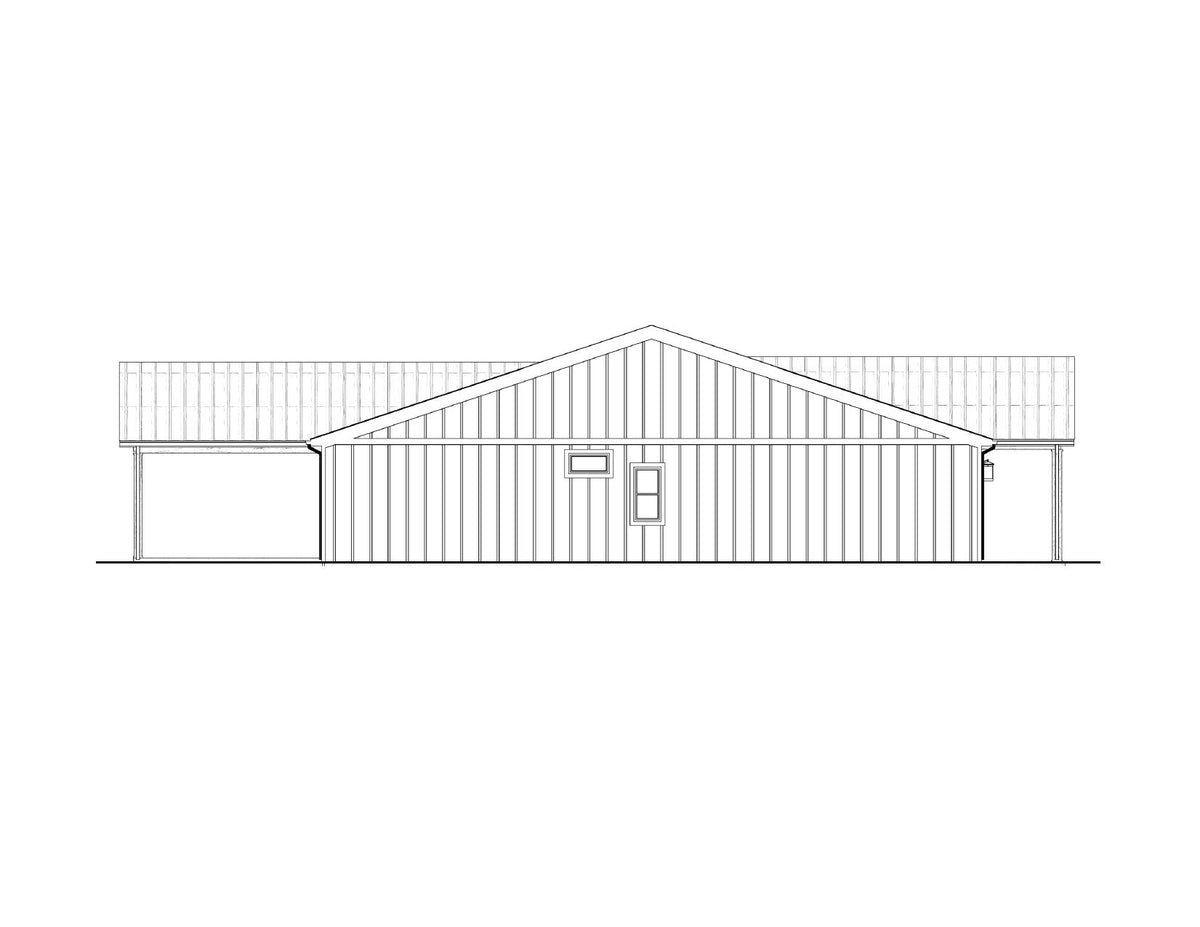 AJ7703-A Modern Barn House Right Elevation, 2 Bedrooms, 2 Bathrooms | Plan 1049 