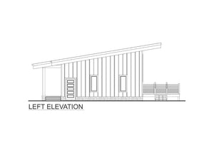 AJ7706-A Modern Ranch House Left Elevation, 3 Bedrooms, 2.5 Bathrooms | Plan 1053 