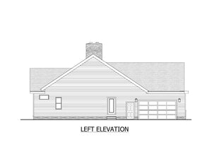 AJ7715-A Mountain Ranch House Left Elevation, 3 Bedrooms, 2.5 Bathrooms | Plan 1060 