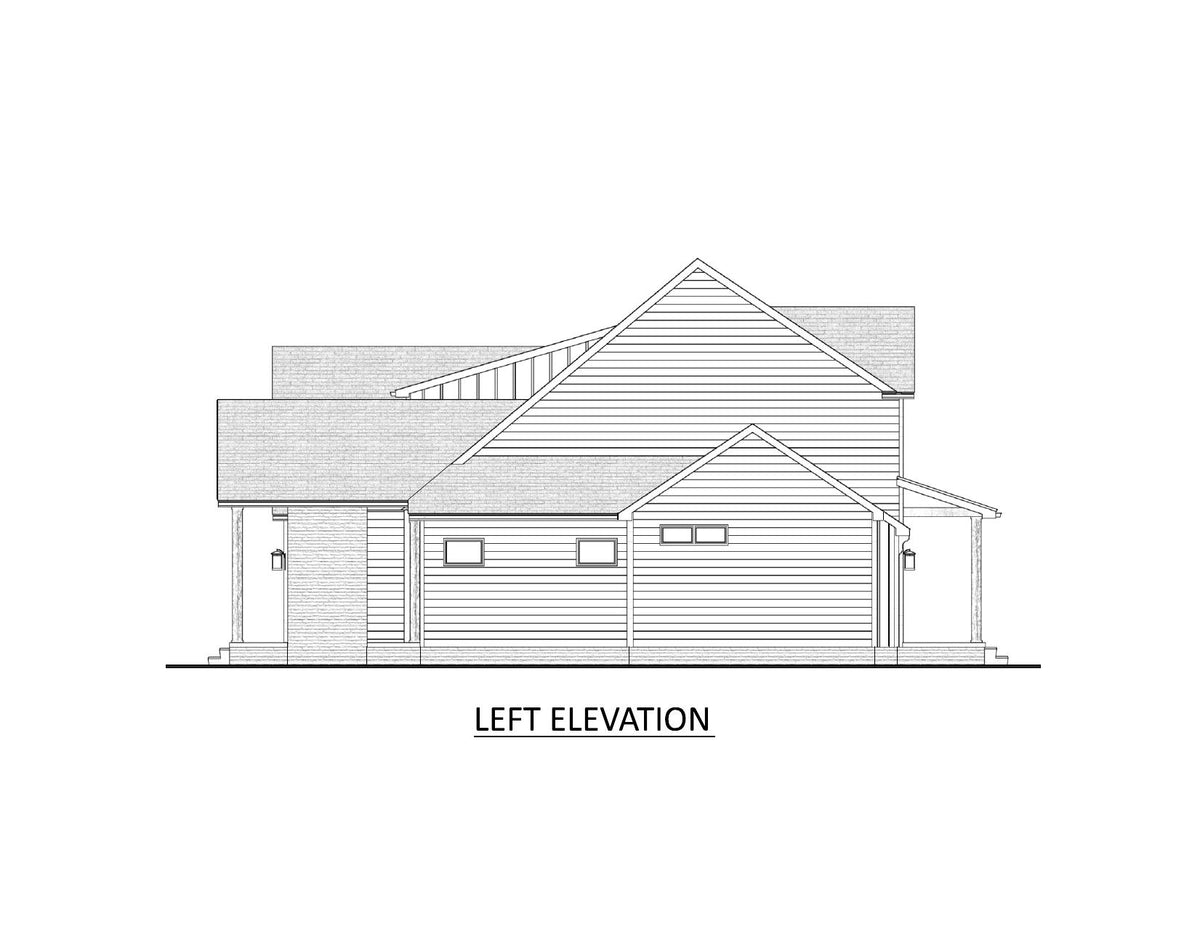 AJ7722-A Modern Farmhouse Left Elevation, 4 Bedrooms, 4 Bathrooms | Plan 1062 