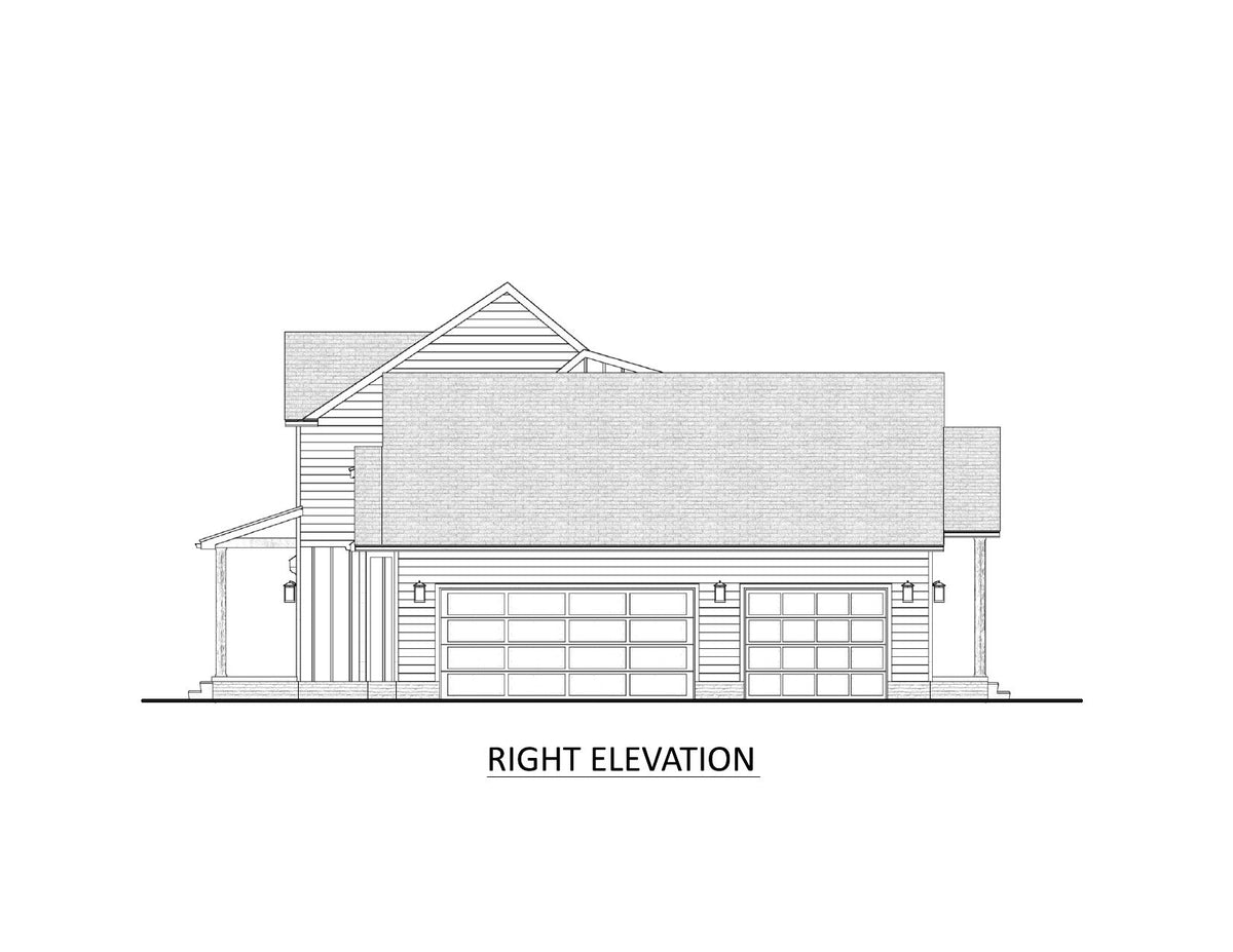 AJ7722-A Modern Farmhouse Right Elevation, 4 Bedrooms, 4 Bathrooms | Plan 1062 