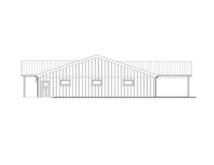 AJ7703-A Modern Barn House Left Elevation, 2 Bedrooms, 2 Bathrooms | Plan 1049 