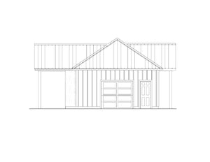 AJ7708-A Modern Barndominium Accessory House Left Elevation, 758 Square Feet | Plan 1057