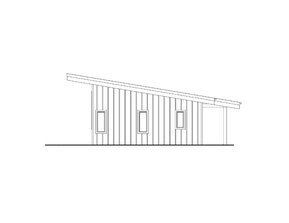 AJ7705-A Contemporary House Left Elevation, 1 Bedroom, 1.5 Bathroom | Plan 1052 