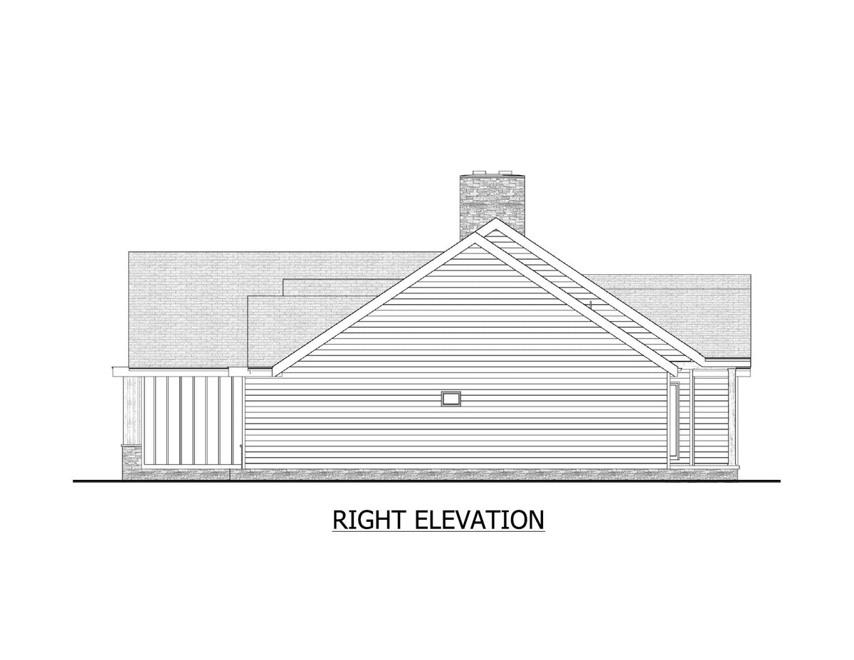 AJ7715-A Mountain Ranch House Right Elevation, 3 Bedrooms, 2.5 Bathrooms | Plan 1060 