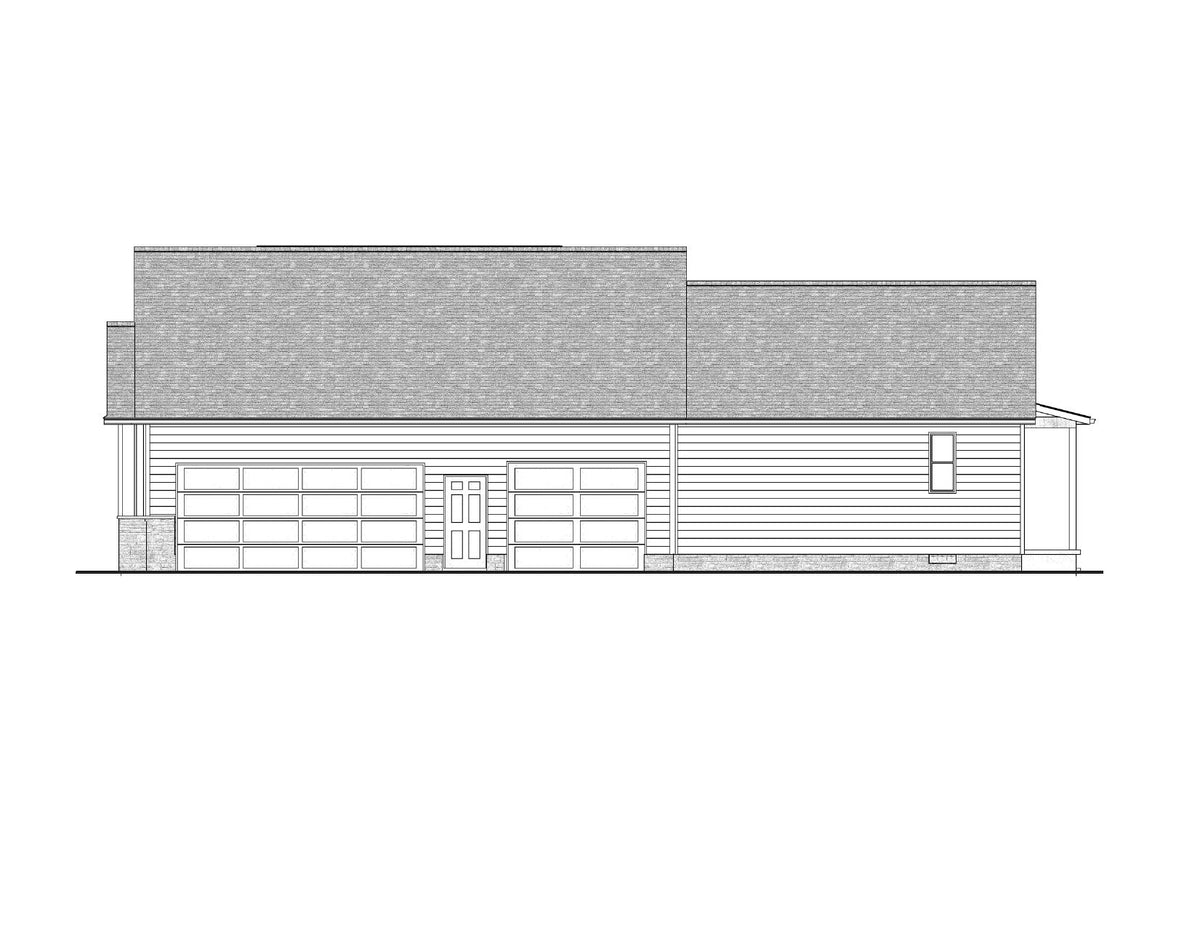 AJ7704-A Modern Farmhouse Left Elevation, 3 Bedrooms, 2 Bathrooms | Plan 1051 