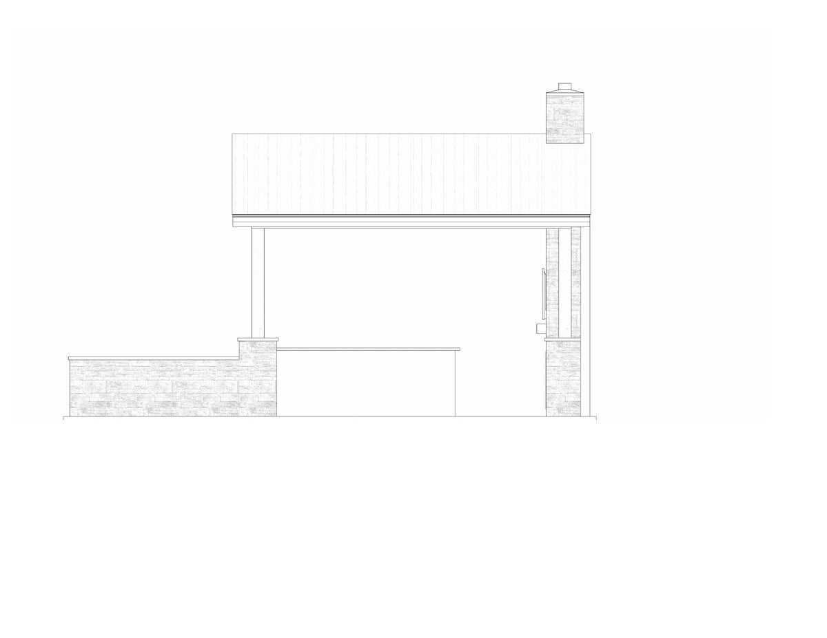 AJ7707-A Pool House Left Elevation, 255 Square Feet | Plan 1056