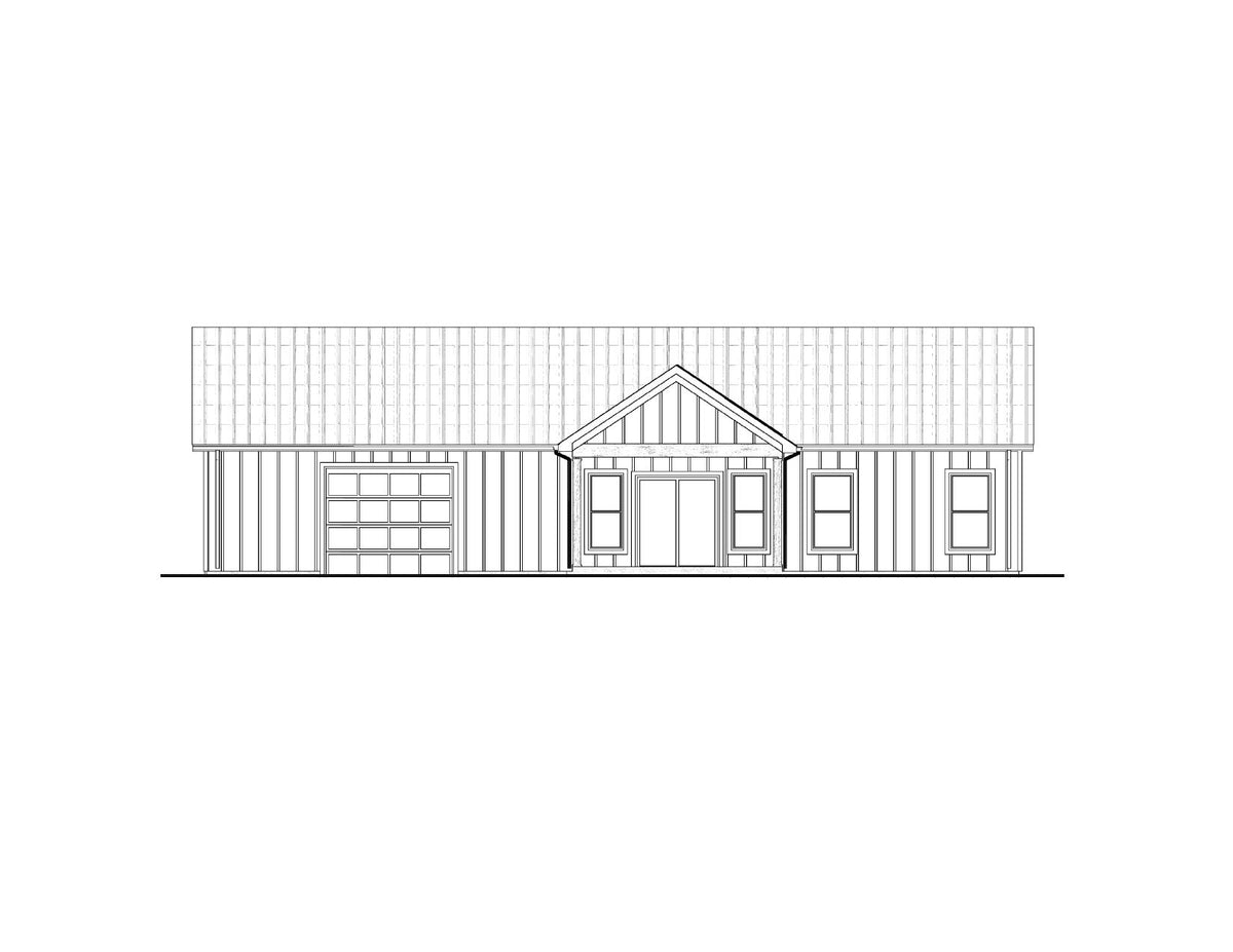 AJ7703-A Modern Barn House Rear Elevation, 2 Bedrooms, 2 Bathrooms | Plan 1049 