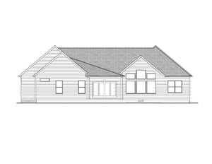 AJ7704-A Modern Farmhouse Rear Elevation, 3 Bedrooms, 2 Bathrooms | Plan 1051 