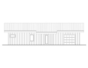 AJ7705-A Contemporary House Rear Elevation, 1 Bedroom, 1.5 Bathroom | Plan 1052 
