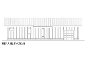 AJ7706-A Modern Ranch House Rear Elevation, 3 Bedrooms, 2.5 Bathrooms | Plan 1053 