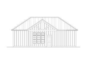 AJ7708-A Modern Barndominium Accessory House Rear Elevation, 758 Square Feet | Plan 1057