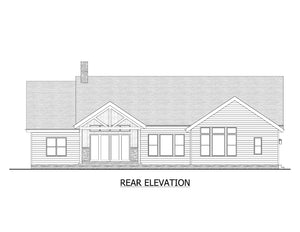 AJ7715-A Mountain Ranch House Rear Elevation, 3 Bedrooms, 2.5 Bathrooms | Plan 1060 