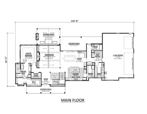 AJ7722-A Modern Farmhouse First Floor Plan, 4 Bedrooms, 4 Bathrooms | Plan 1062 