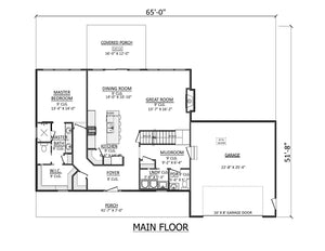 AJ7710-A Modern Farmhouse First Floor Plan, 3 Bedrooms, 2.5 Bathrooms | Plan 1059