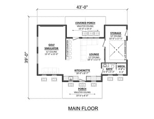 AJ7708-A Modern Barndominium Accessory House Main Floor, 758 Square Feet | Plan 1057