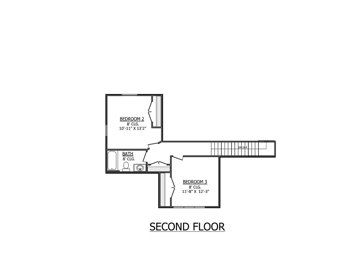AJ7710-A Modern Farmhouse Second Floor Plan, 3 Bedrooms, 2.5 Bathrooms | Plan 1059
