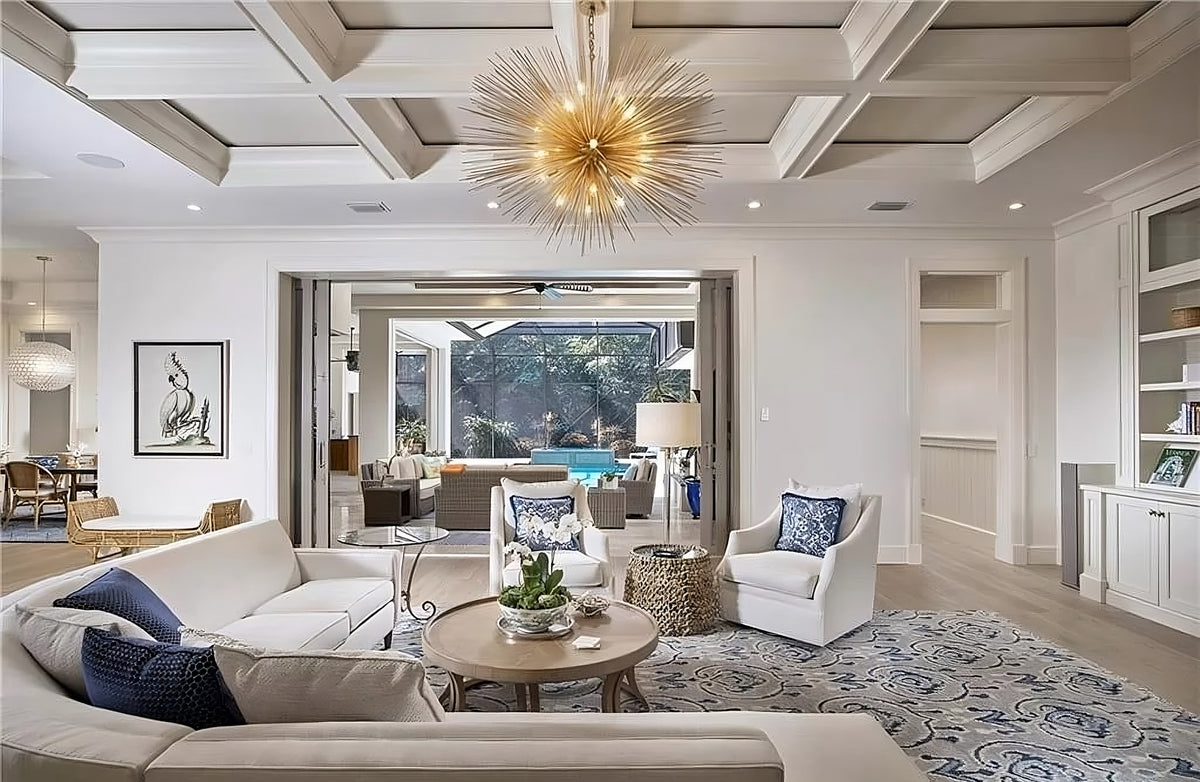 Single-Story Luxury Home with Outdoor Kitchen, Great Room, and Vaulted Ceilings