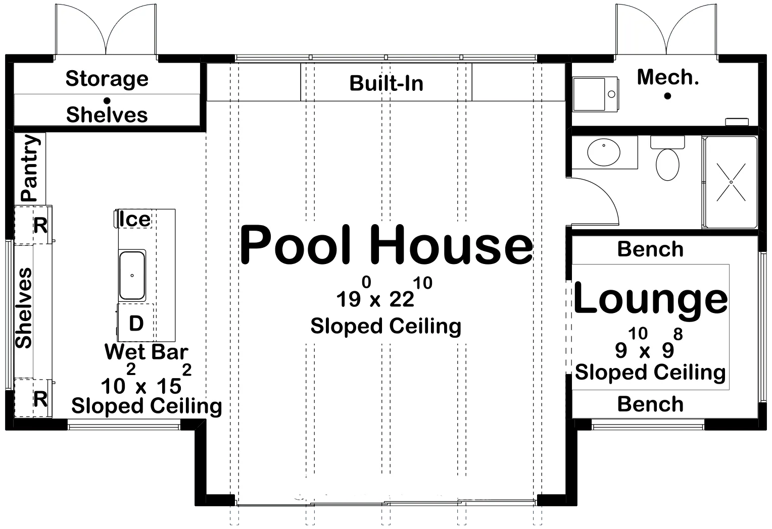 Pikewood Pool House Plan - Archival Designs House Plans