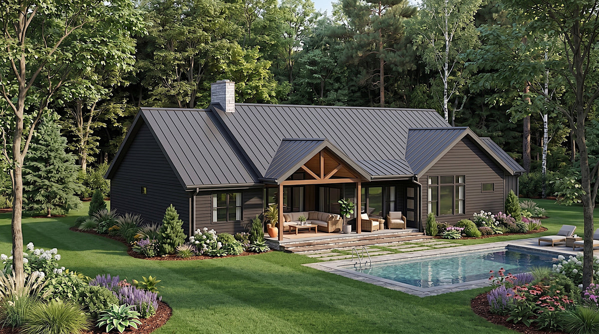 AJ8343-A Contemporary Farmhouse, 3 Bedrooms, 2.5 Bathrooms | Plan 1072 House Plan Exterior-2