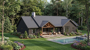 AJ8343-A Contemporary Farmhouse, 3 Bedrooms, 2.5 Bathrooms | Plan 1072 House Plan Exterior-2