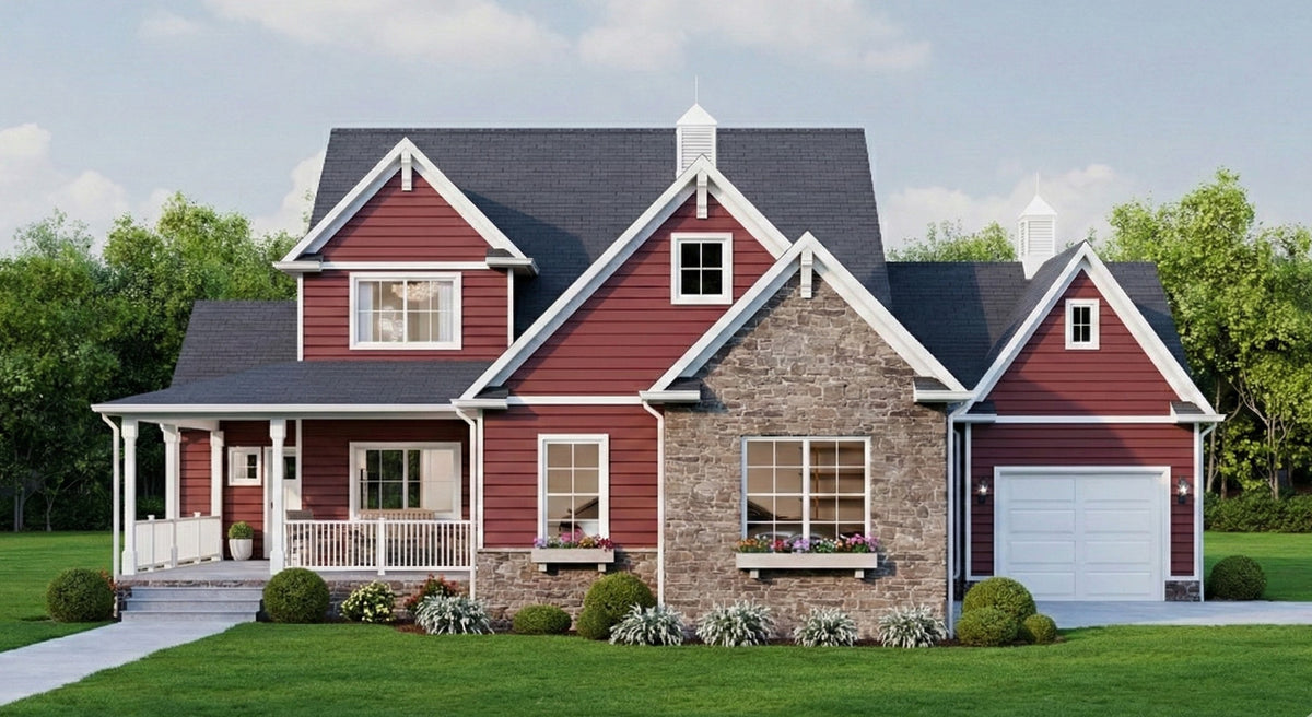 AJ7856-A Craftsman House, 3 to 4 Bedrooms, 2.5 Bathrooms | Plan VD1067 Exterior-8