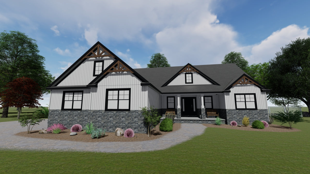 Stylish Craftsman Home with 3 Bedrooms and Basement Foundation