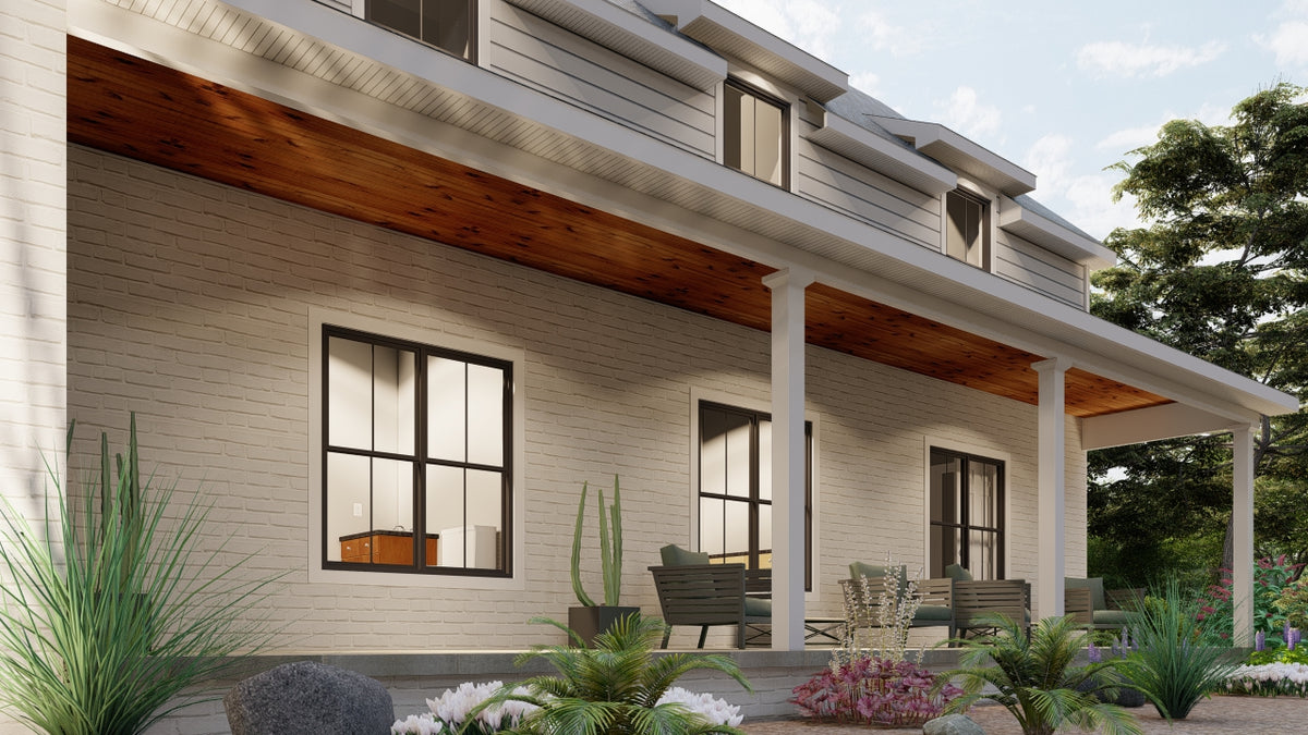 AJ7673-A Modern Farmhouse Front Porch, 4 Bedrooms, 2.5 Bathrooms | Plan 1007 
