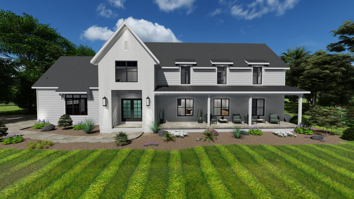 AJ7673-A Modern Farmhouse, 4 Bedrooms, 2.5 Bathrooms | Plan 1007 Exterior-2