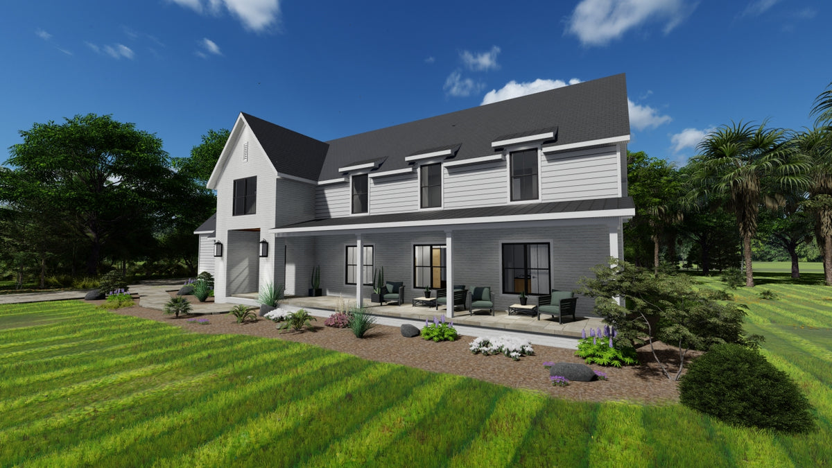 AJ7673-A Modern Farmhouse, 4 Bedrooms, 2.5 Bathrooms | Plan 1007 Exterior-3