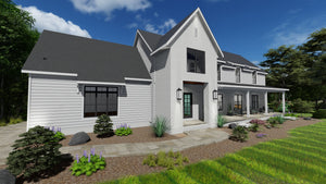AJ7673-A Modern Farmhouse, 4 Bedrooms, 2.5 Bathrooms | Plan 1007 Exterior-4