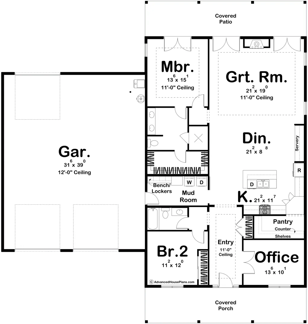 Rolling Hills Barndominium - Archival Designs House Plans, floor plan