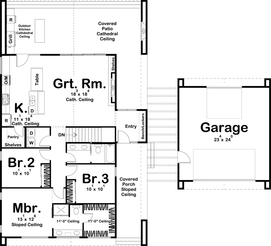 modern floor plan 1500 square foot