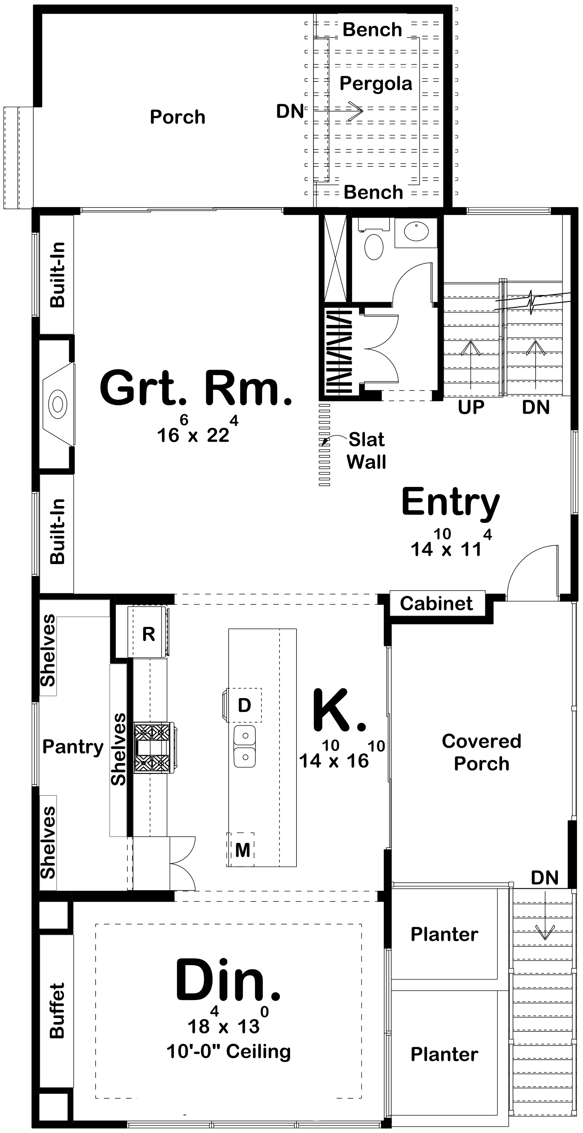 G7891-A Modern House First Floor Plan, 3 Bedrooms, 2.5 Bathrooms | Union Square 30218 