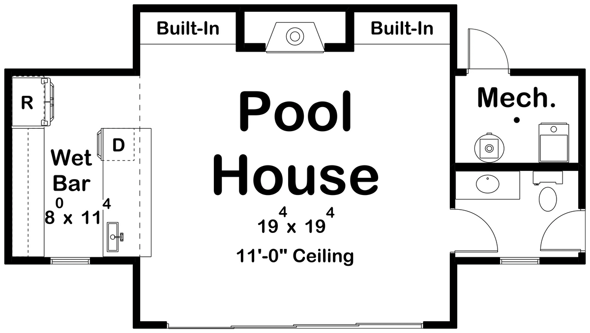 White Sands Pool House Plan - Archival Designs House Plans, floor plan